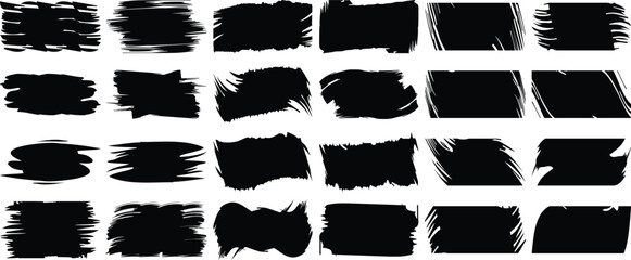 Poster - Black set paint, ink brush, brush strokes, brushes, lines, frames, box, grungy. Grungy brushes collection. Brush stroke paint boxes on white background.