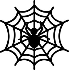 Intricate Silhouette of a Spider Waiting in its Web, Highlighting Macro Wildlife, Arachnids, and Nature's Delicate Trap.