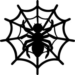 Intricate Silhouette of a Spider Waiting in its Web, Highlighting Macro Wildlife, Arachnids, and Nature's Delicate Trap.