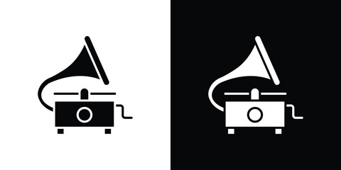 Aufkleber - Gramophone icon black silhouette for web, and mobile app