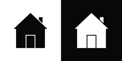 Aufkleber - Home icon black silhouette for web, and mobile app