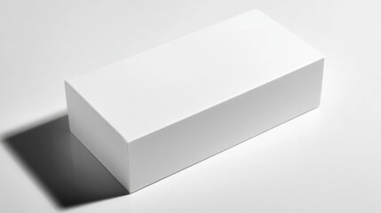 Aufkleber - Minimalist white rectangular box with clean edges on a light surface, casting soft shadow, monochromatic modern aesthetic, plain background.