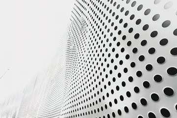 Poster - Perforated Metal Wall: Abstract pattern with round holes modern design and neutral tone