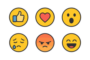 Poster - Variety of emoticons representing different feelings and reactions displayed in a simplistic style