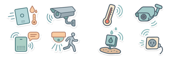 Poster - Smart home security and environmental monitoring system components in a modern setting