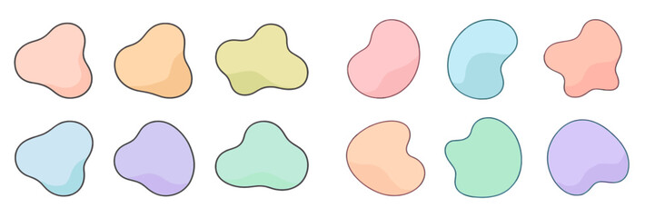 Fototapete - Colorful abstract shapes arranged in a grid showcasing various pastel shades with smooth edges