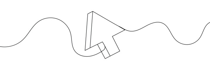 Aufkleber - 
Continuous drawing of cursor arrow. One line icon of cursor arrow. One line drawing background. Vector illustration. Cursor arrow icon.
