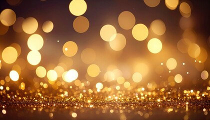 Poster - Sparkling golden bokeh background for celebrations soft focus abstract art warm environment close-up view visual elegance