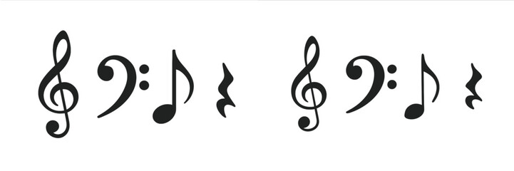 Poster - Musical notes and symbols arranged in artistic design for creative expression and communication
