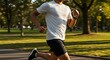© LangkahKaki - Man Jogging in Park Healthy Lifestyle, Fitness, and Outdoor Exercise