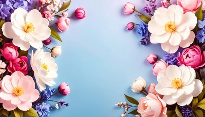 Poster - Vibrant floral arrangement nature setting digital artwork decorative elements bright background aesthetic concept