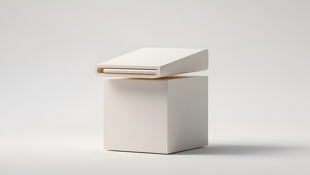 Realistic White Podium in Minimalist Setting and Clean Background 
