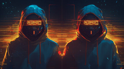Hacker are planning to hack and attack networks and cyber security , innovative Smart city and graphs with statistics to analyze business potential and predict future developments in company growth.