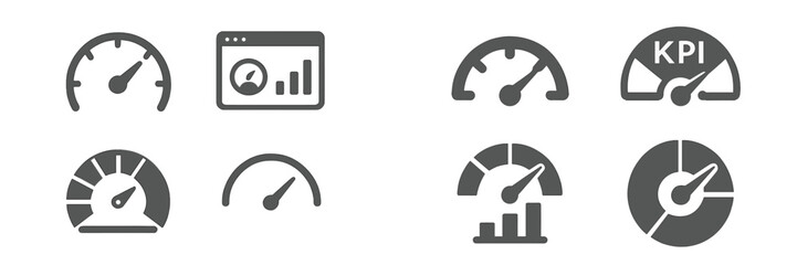 Aufkleber - Various dashboard gauge icons representing performance metrics and analytics using grayscale design