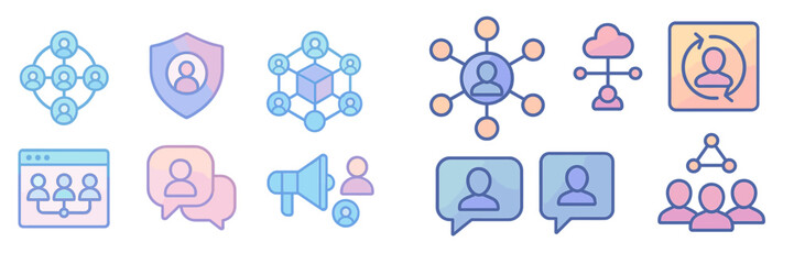 Fototapete - Digital communication and networking icons representing social connectivity and collaboration tools