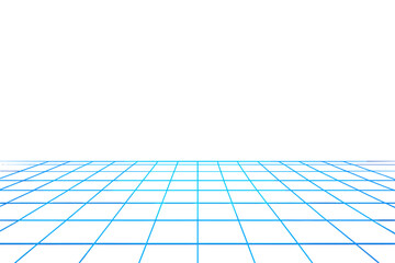 Fototapete - 3D grid space with blue lines against a white background for creative design and digital art projects