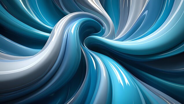 Abstract Swirling Blue and White 3D Render A Vortex of Color and Form