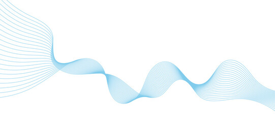 Poster - Abstract vector blue wave melody lines on white background.
