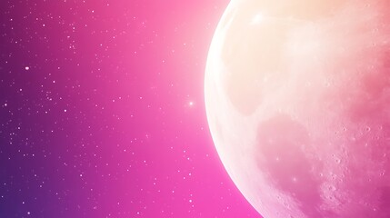Aufkleber - Pink moon in starry sky background with craters and glowing light, cosmic space scene