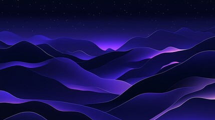 Poster - Abstract purple mountain range with starry sky background for wallpaper and presentation