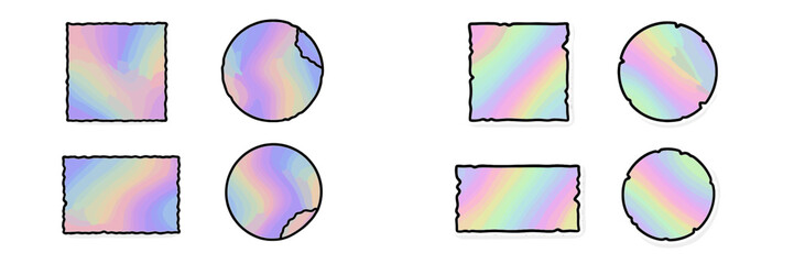 Poster - Colorful holographic shapes in various designs and outlines for creative projects and digital design use