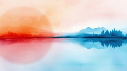 Poster - serene abstract landscape with soft color gradients reflecting in calm water surface transparent bac