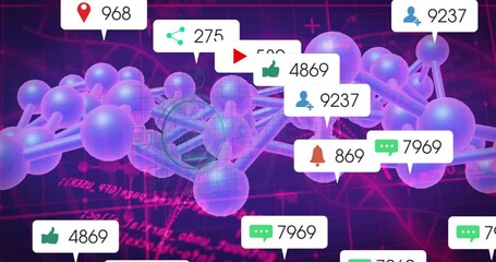 Poster - On launch rotating 3D lattice expanding as notification bubbles swelling to show social surge