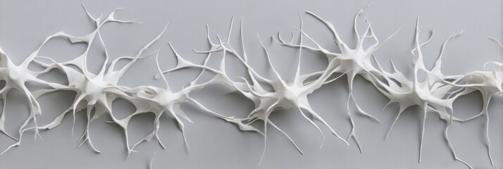 Poster - Floating Paper Strips Emulate Neuron Shapes Against a Neutral Background Highlighting Creative Representation of Brain Cells