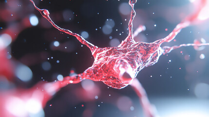 Poster - A detailed view of a neuron, showcasing intricate structures and vibrant colors to illustrate the complexity of the nervous system.
