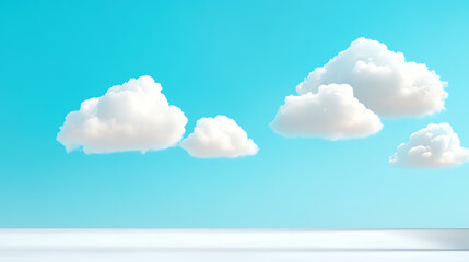 Poster - A serene blue sky with fluffy white clouds, perfect for calming visuals or nature-themed projects.