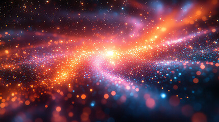 Poster - A stunning cosmic view showcasing vibrant colors and swirling lights in a mesmerizing galaxy filled with stars and energy.