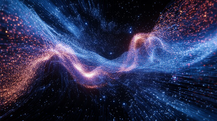 Poster - A stunning visualization of cosmic energy waves, showcasing vibrant colors and dynamic movements through space.