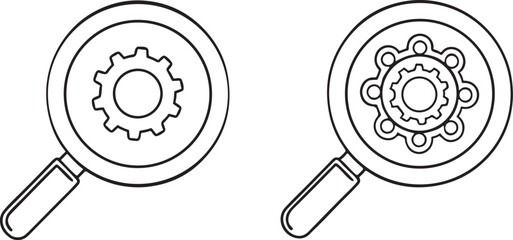 Poster - Magnifying Glass with Gear Icon for Advanced Search Filter and Settings Interface