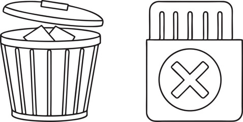 Poster - Trash Bin Icon with Open Lid and Paper for Delete Action and File Management Use