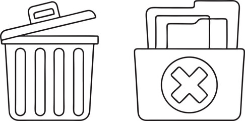 Poster - Trash Bin Icon with Open Lid and Paper for Delete Action and File Management Use