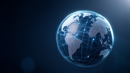 Poster - A visually striking representation of a global network, featuring a 3D globe with interconnected lines signifying digital communication.