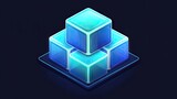 Stacked, glowing cubes in a vibrant blue shade.