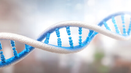 Poster - Close-up of a DNA double helix model, highlighting the complex structure of genetic material and its significance in biology.