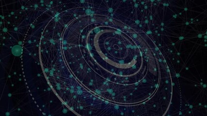 Poster - Faint ellipses appearing around nodes starting concentric rings rotating expanding into glowing HUD