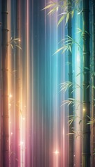 Aufkleber - Abstract Bamboo Glow Background With Radiance, Ideal For Digital Projects. Glowing Green Tones Create Serenity. Wonderful For Websites Or Promotional Material. Captivating Luminous Design.