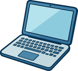 Poster - Laptop computer with a sleek design and vibrant screen on a white background showcasing technology and modern connectivity