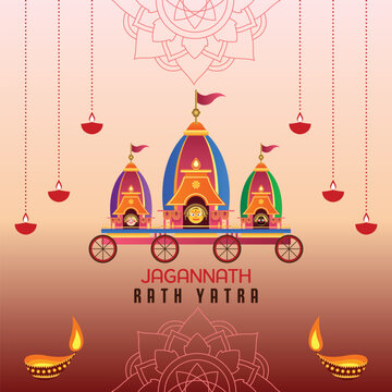 Colorful Illustration of Jagannath Rath Yatra Festival