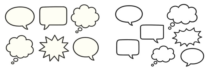 Aufkleber - Group of speech bubbles in various shapes representing conversation and thought