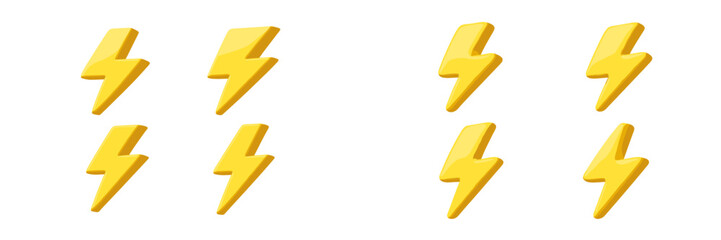 Poster - Bright yellow lightning bolts arranged in various positions create a dynamic visual impact for designs or themes