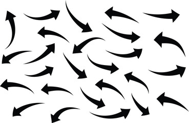Poster - set of black hand drawn curve arrow, arrow symbol vector illustration.