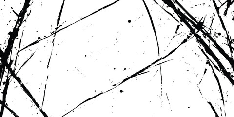 Poster - Abstract grunge splatter line pattern on white and transparent background. Abstract ink splatter pattern on a white background. Intricate designs of lines and dots in various sizes, creating a dynamic