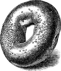 Poster - Vintage engraving style bagel with seeds for culinary art and design projects