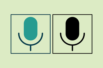 Poster - Microphone icon. icon related to UI elements. suitable for web site, app, user interfaces,element, printable etc. solid icon style. simple vector design editable