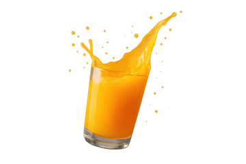 Poster - Refreshing orange juice splash in glass, isolated on transparent background, drink