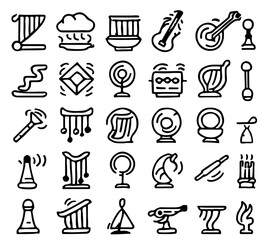Poster - Black and white vector icons set for food, drink, and restaurant business web design